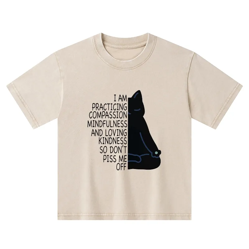 Tokyo-Tiger Calm Black Cat With Anger Issues Kids Washed T-Shirt