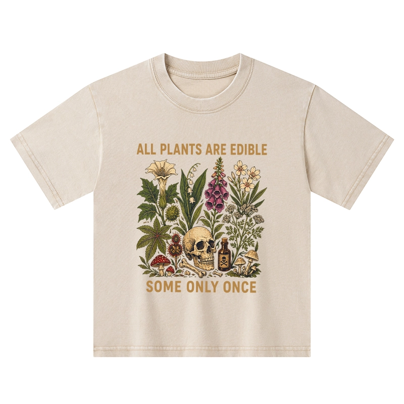 Tokyo-Tiger Edible Plants Some Only Once Joke Kids Washed T-Shirt