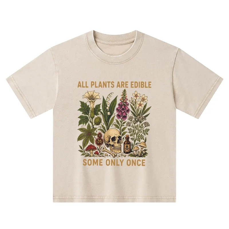 Tokyo-Tiger Edible Plants Some Only Once Joke Kids Washed T-Shirt
