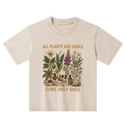 Tokyo-Tiger Edible Plants Some Only Once Joke Kids Washed T-Shirt