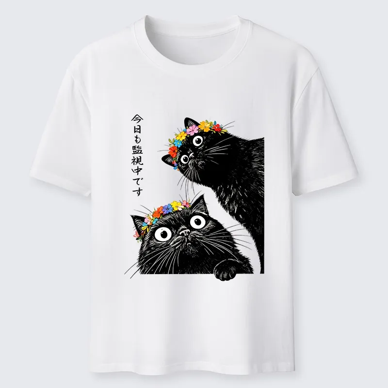 Tokyo-Tiger Flower Crown Black Cat Classic T-Shirt Sale
