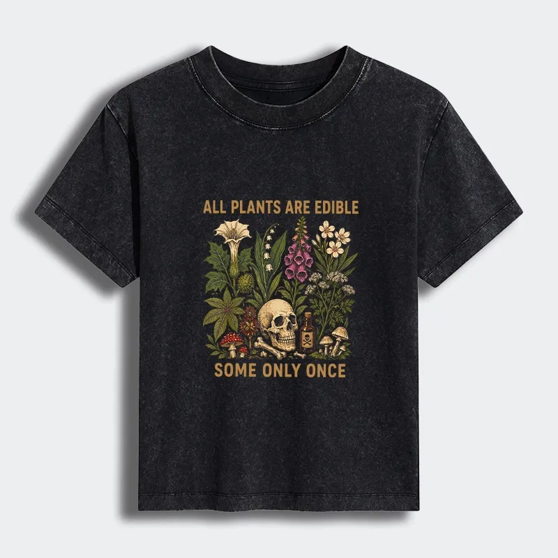 Tokyo-Tiger Edible Plants Some Only Once Joke Women's Washed T-shirt Sale