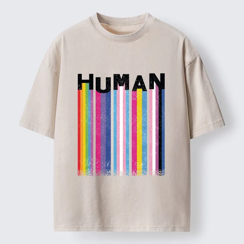 Tokyo-Tiger Rainbow Stripes Human Pride Washed T-Shirt Sale