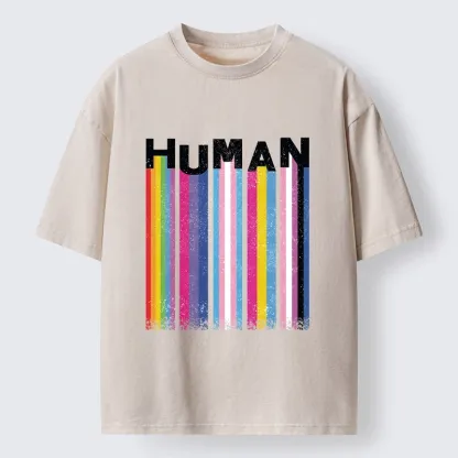 Tokyo-Tiger Rainbow Stripes Human Pride Washed T-Shirt