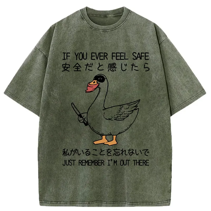 Tokyo-Tiger Funny Goose With Knife Washed T-Shirt
