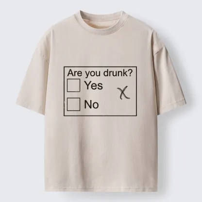 Tokyo-Tiger Confused Drunk Checkbox Graphic Washed T-Shirt