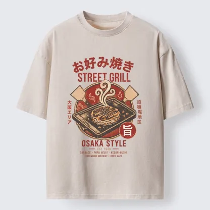 Tokyo-Tiger Classic Japanese Savory Pancake Food Washed T-Shirt