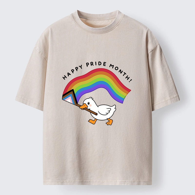 Tokyo-Tiger Funny Meme Duck Waves Pride Flag High Washed T-Shirt