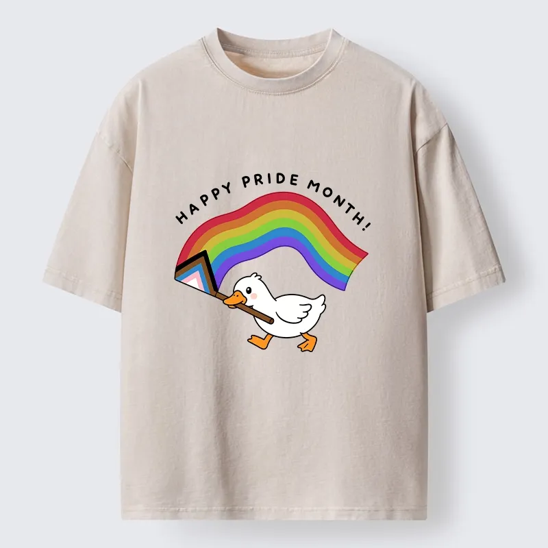 Tokyo-Tiger Funny Meme Duck Waves Pride Flag High Washed T-Shirt Sale