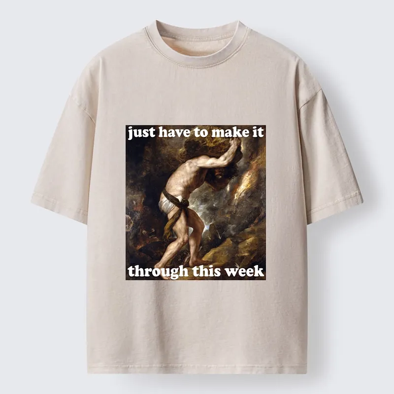 Tokyo-Tiger Sisyphus Struggles Through Busy Week Washed T-Shirt