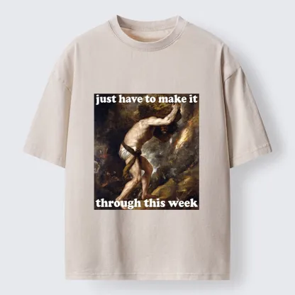 Tokyo-Tiger Sisyphus Struggles Through Busy Week Washed T-Shirt