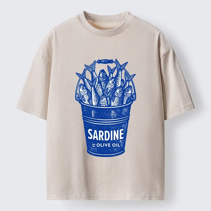 Tokyo-Tiger Vintage Bucket Full Of Fresh Sardines Washed T-Shirt Sale