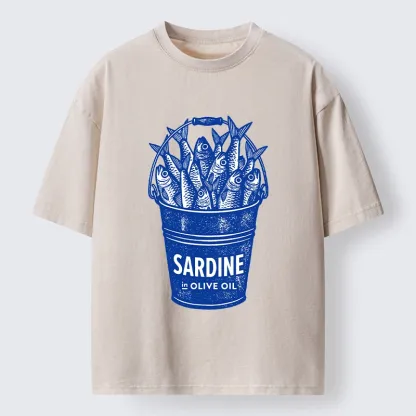 Tokyo-Tiger Vintage Bucket Full Of Fresh Sardines Washed T-Shirt