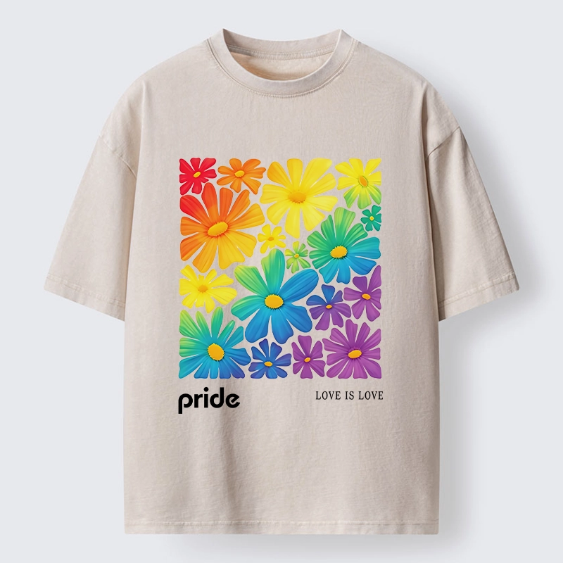 Tokyo-Tiger Colorful Blooms Honor Equal Loving Souls Washed T-Shirt