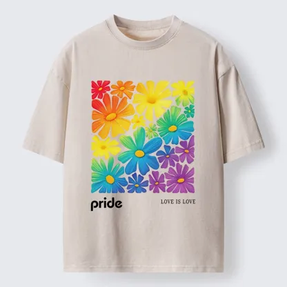 Tokyo-Tiger Colorful Blooms Honor Equal Loving Souls Washed T-Shirt