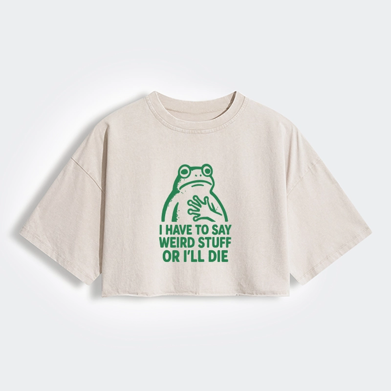 Tokyo-Tiger Weird Frog Funny Meme Women's Washed Crop T-Shirt