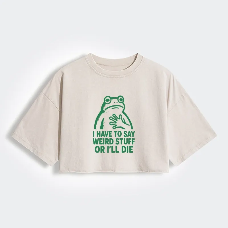 Tokyo-Tiger Weird Frog Funny Meme Women's Washed Crop T-Shirt Sale