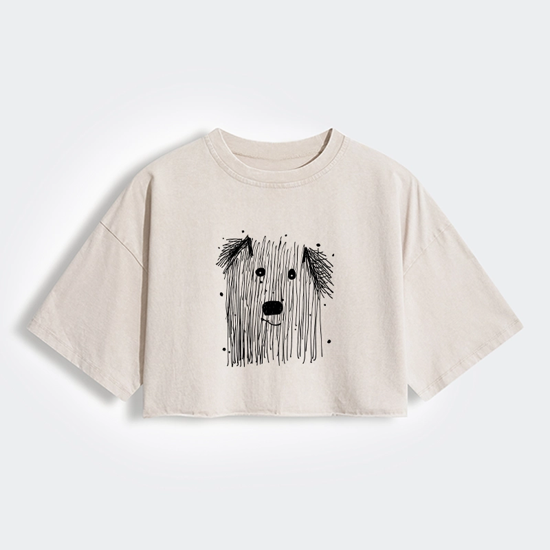 Tokyo-Tiger Fluffy Chaos In Dog Form Women's Washed Crop T-Shirt