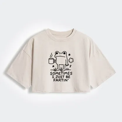 Tokyo-Tiger Sometimes A Frog Just Needs To Fart Women's Washed Crop T-Shirt