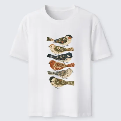 Tokyo-Tiger Colorful Folk Birds In Earthy Tones Classic T-Shirt