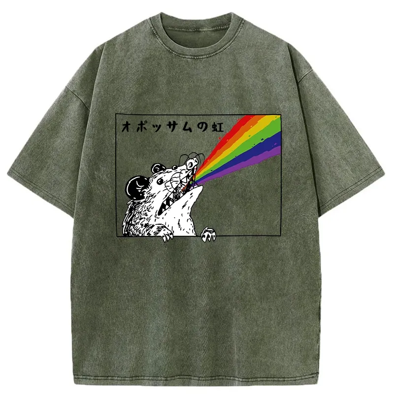 Tokyo-Tiger Opossum Rainbow Washed T-Shirt