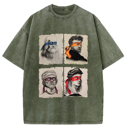 Tokyo-Tiger Funny Ninja Artists Washed T-Shirt