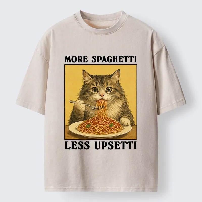 Tokyo-Tiger Cat Loves Eating Pasta Washed T-Shirt