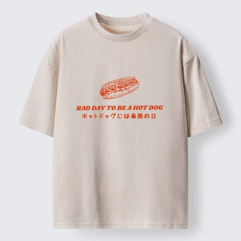 Tokyo-Tiger Vintage Hot Dog Humor Washed T-Shirt Sale