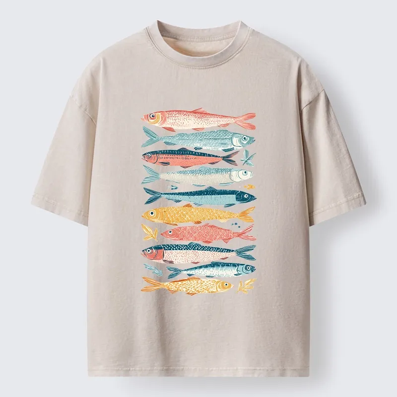 Tokyo-Tiger Beautiful Colorful Fish In The Sea Washed T-Shirt