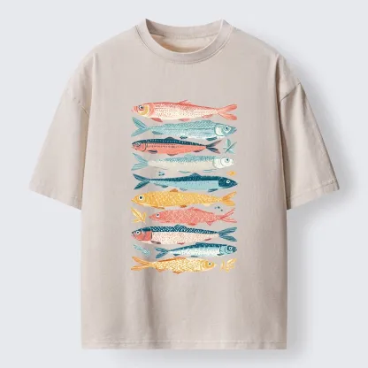 Tokyo-Tiger Beautiful Colorful Fish In The Sea Washed T-Shirt