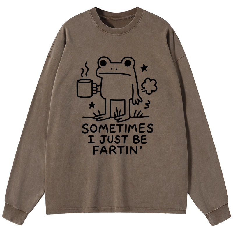 Tokyo-Tiger Sometimes A Frog Just Needs To Fart Washed Long Sleeve T-Shirt