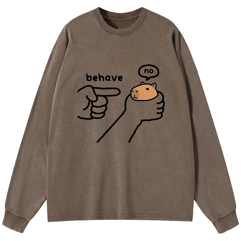 Tokyo-Tiger Dishonest Capybara Washed Long Sleeve T-Shirt