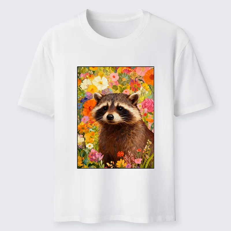 Tokyo-Tiger Raccoon Among Bright Flowers Classic T-Shirt Sale
