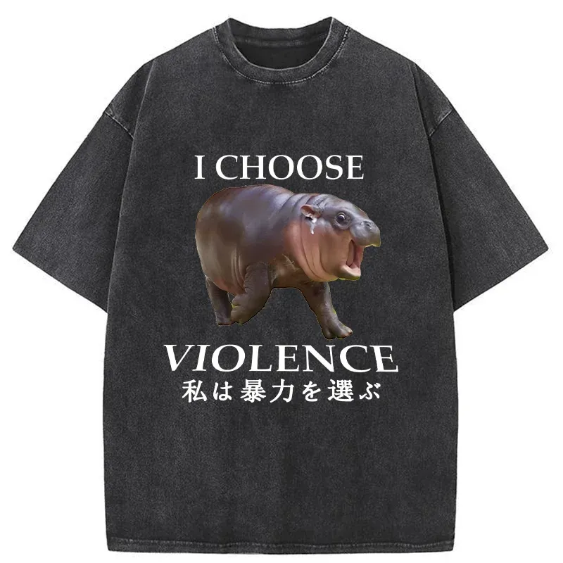 Tokyo-Tiger Moo Deng Choose Violence Washed T-Shirt