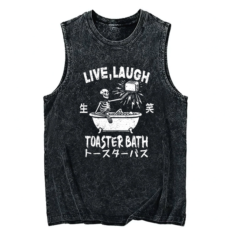 Tokyo-Tiger Funny Electric Shock Skeleton Washed Tank