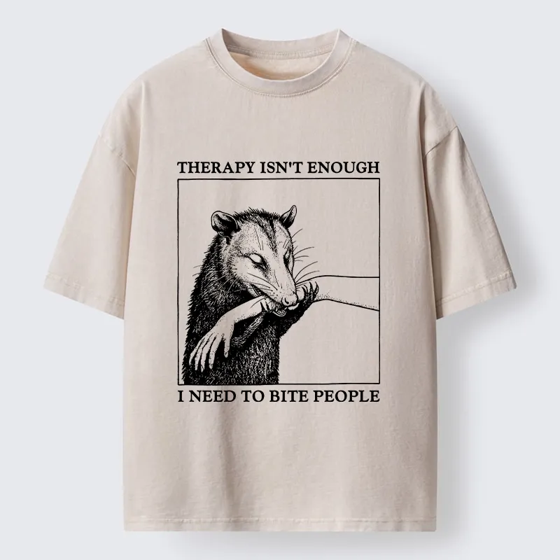 Tokyo-Tiger Funny Opossum Biting People Washed T-Shirt Sale
