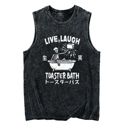 Tokyo-Tiger Funny Electric Shock Skeleton Washed Tank