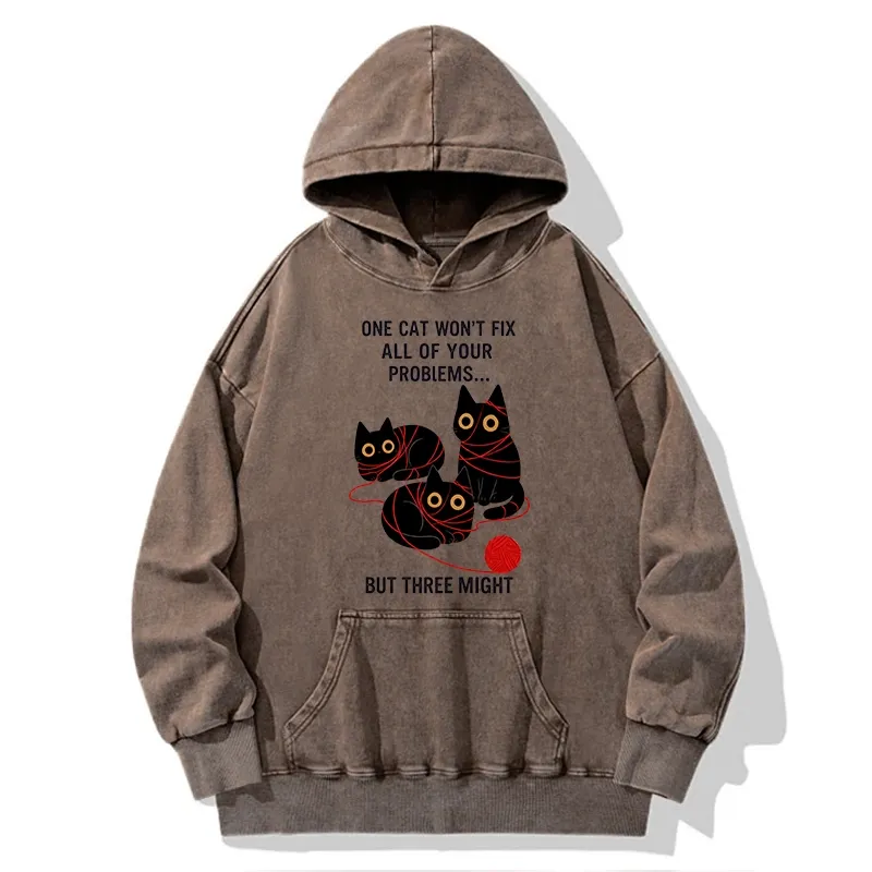 Tokyo-Tiger Three Cats Fix All Problems Washed Hoodie