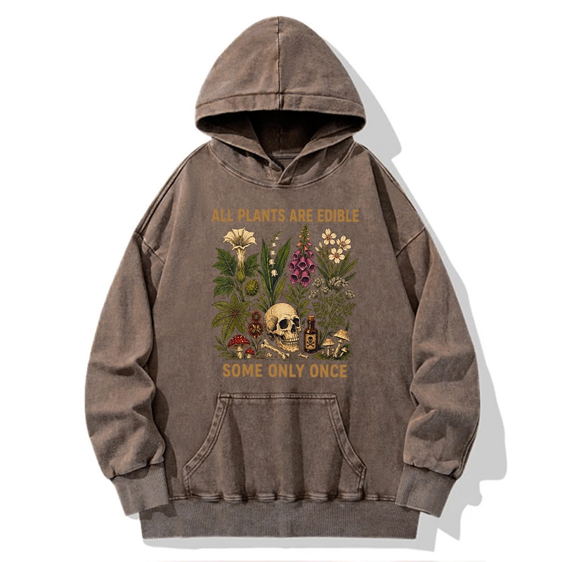 Tokyo-Tiger Edible Plants Some Only Once Joke Washed Hoodie