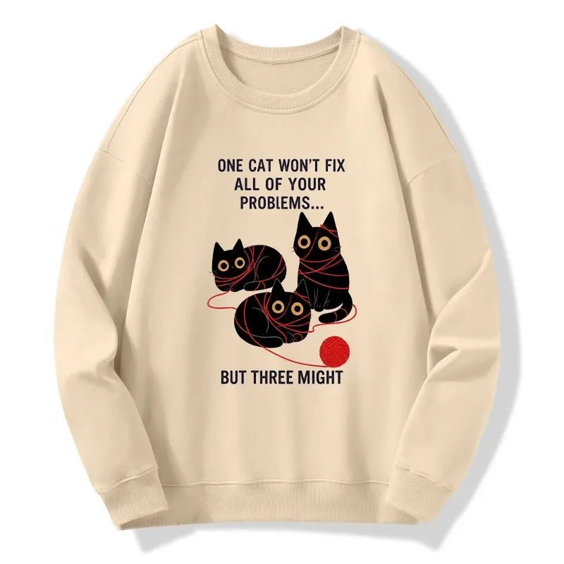 Tokyo-Tiger Three Cats Fix All Problems Classic Sweatshirt