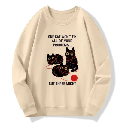 Tokyo-Tiger Three Cats Fix All Problems Classic Sweatshirt