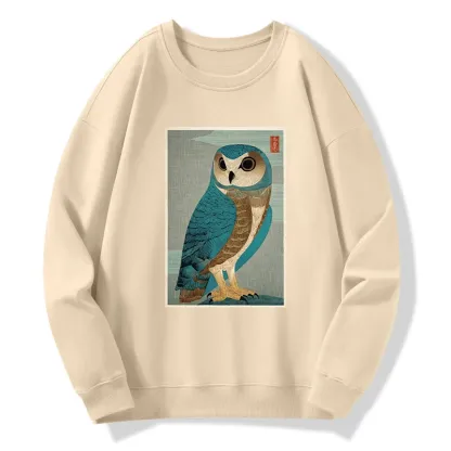 Tokyo-Tiger Vintage Owl Woodblock Art Classic Sweatshirt