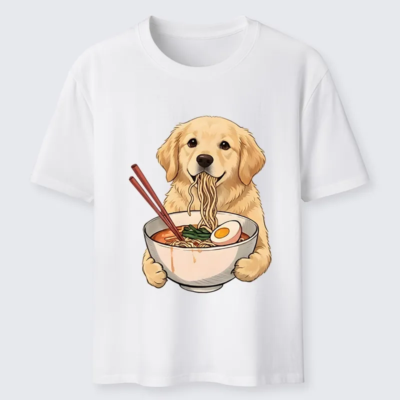Tokyo-Tiger Golden Retriever Eating Ramen Noodles Classic T-Shirt