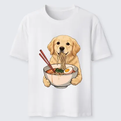 Tokyo-Tiger Golden Retriever Eating Ramen Noodles Classic T-Shirt