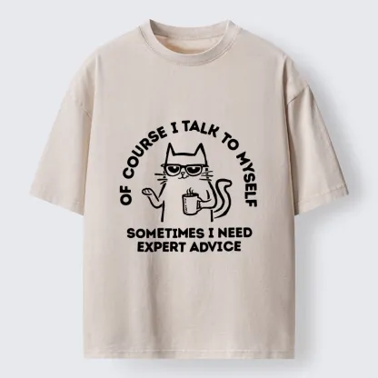 Tokyo-Tiger Cool Cat Needs Expert Self Advice Washed T-Shirt