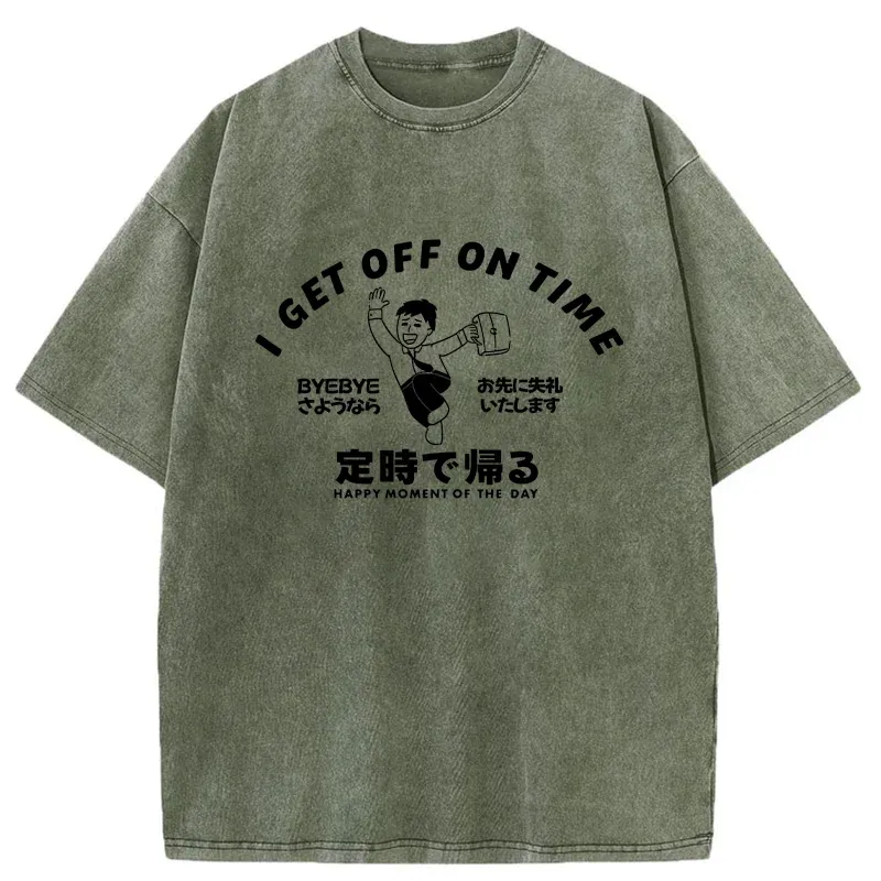 Tokyo-Tiger Get Off Work On Time Washed T-Shirt