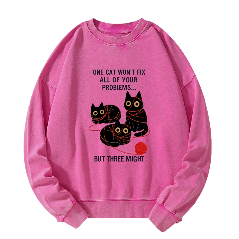 Tokyo-Tiger Three Cats Fix All Problems Washed Sweatshirt