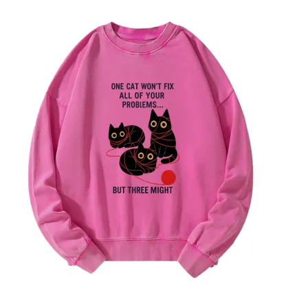 Tokyo-Tiger Three Cats Fix All Problems Washed Sweatshirt