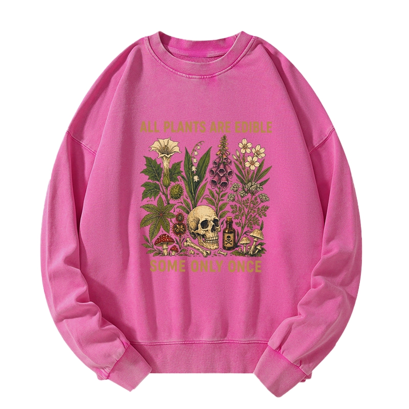 Tokyo-Tiger Edible Plants Some Only Once Joke Washed Sweatshirt