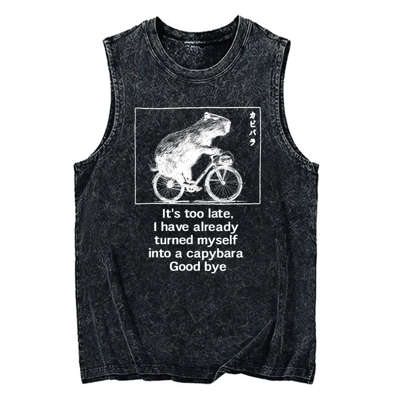 Tokyo-Tiger Funny Capybara Riding A Bicycle Washed Tank